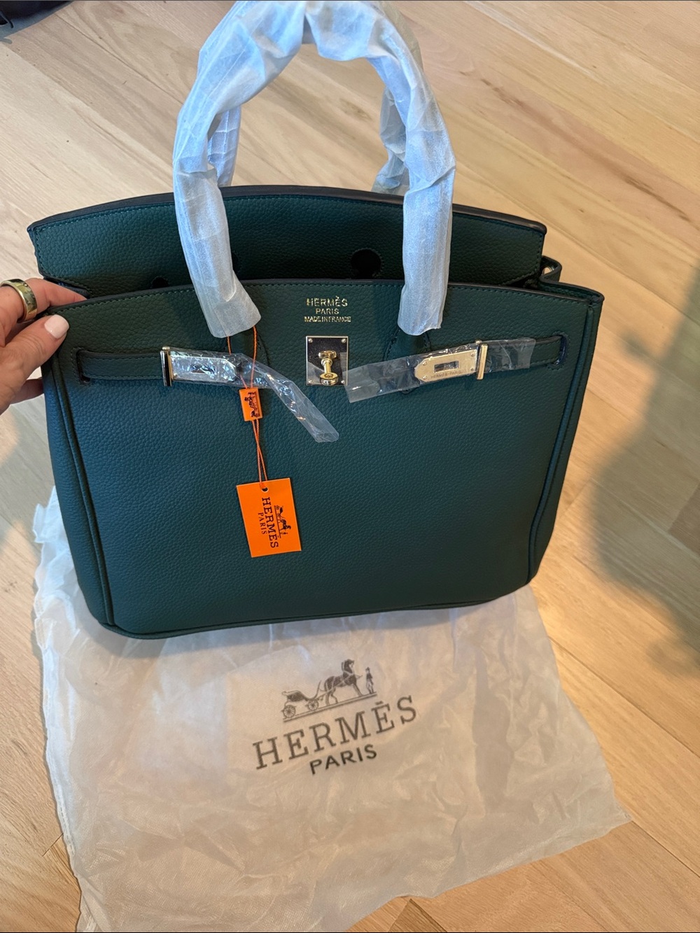 Inspired Dark Green Leather Satchel